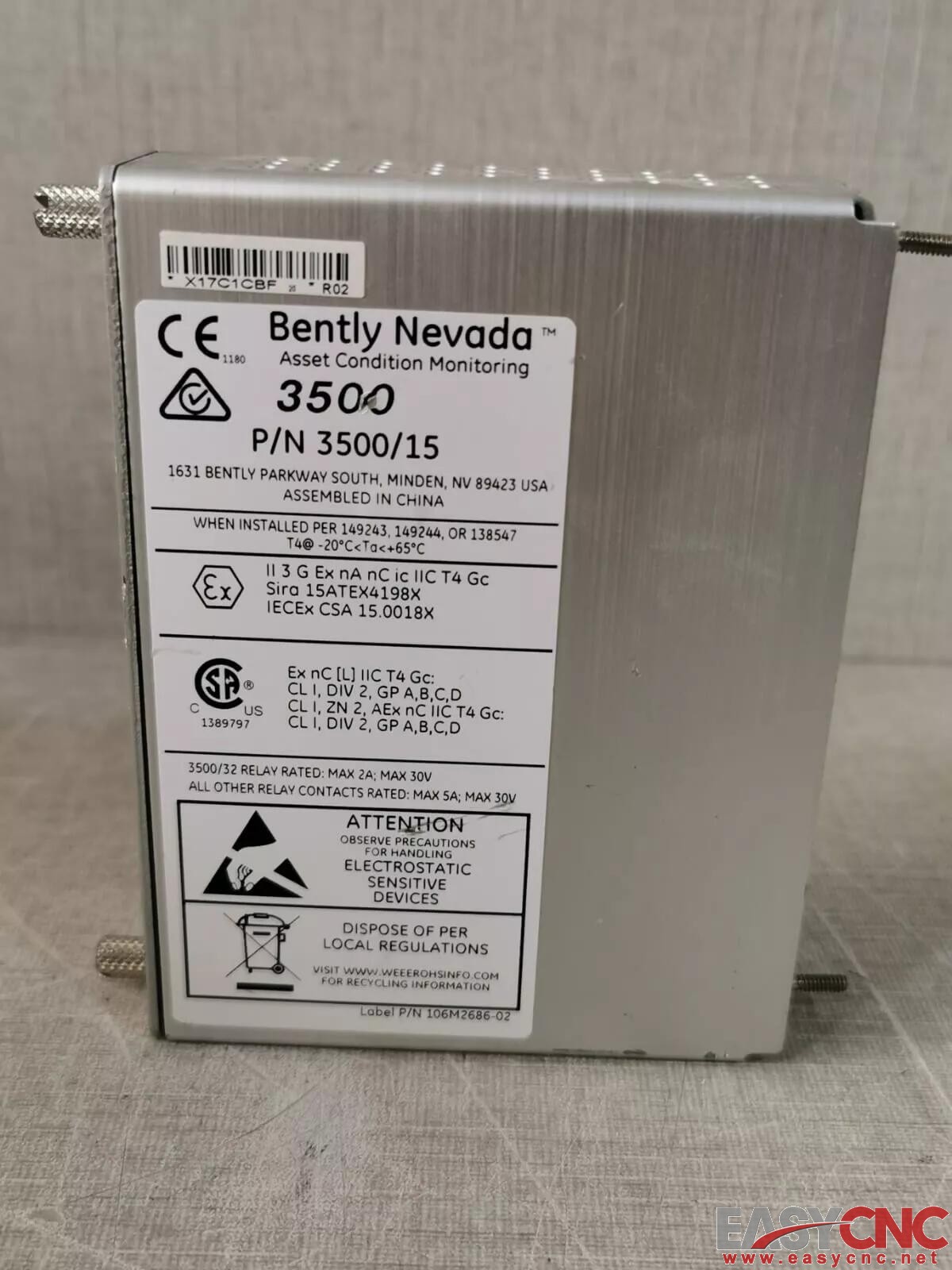 3500/15 Bently Nevada LOW VOLTAGE AC PIM MODULE Used
