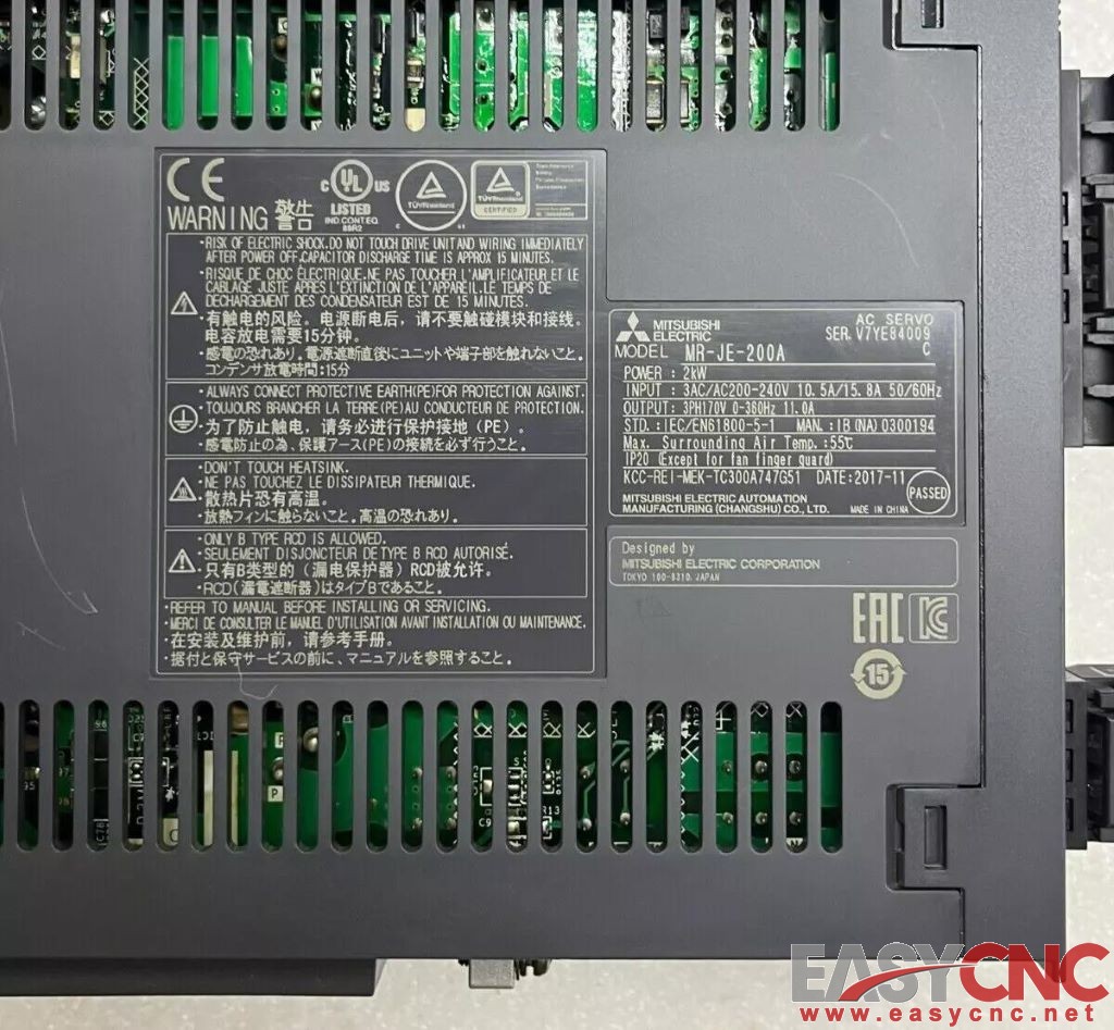MR-JE-200A Mitsubishi AC Servo Amplifier Drive Used